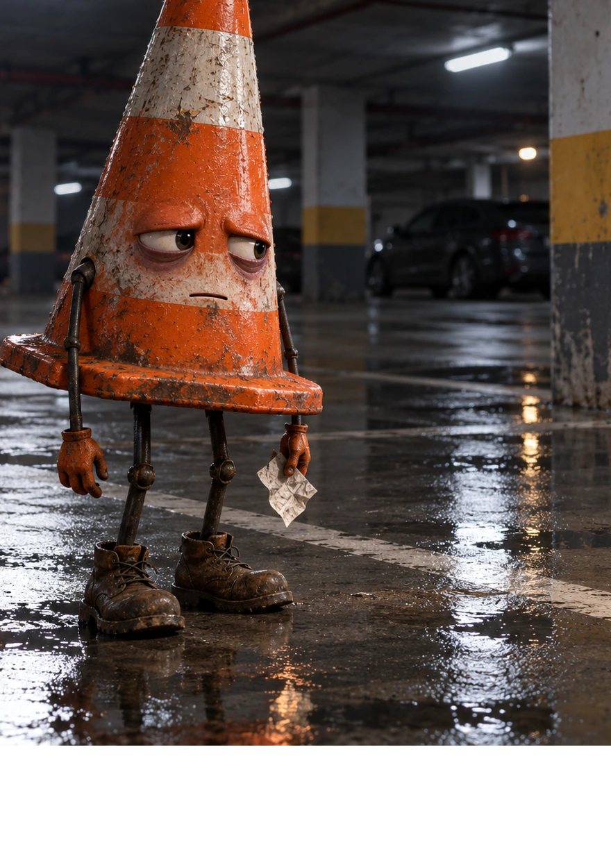 Evidence photograph of the parking cone